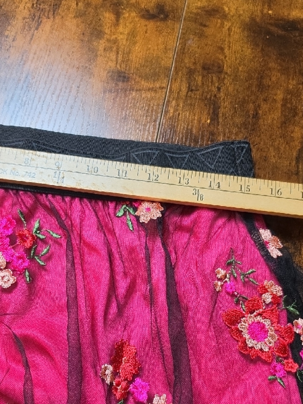 LULAROE | Lola Stretch Whimsygoth Fairy Floral Embroidered Mesh Midi Skirt | L - Picture 8 of 9